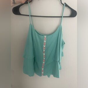 Elegant Teal Spaghetti Strap Tank Top